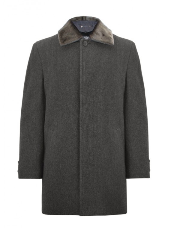 М-201Б/СЗ Утепленное мужское зимнее пальто с натуральным мехом