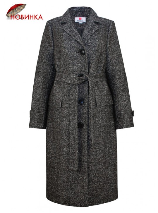 Т-1005/ЧМ Классическое женское пальто на поясе