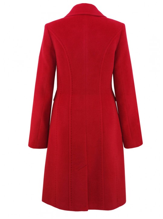 С-1137 Красное женское пальто с ангорой